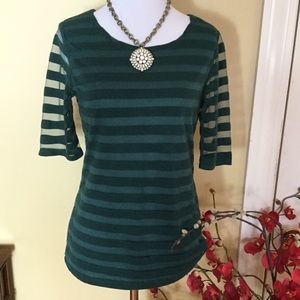 Anthropologie Green on Green Short Sleeved Top